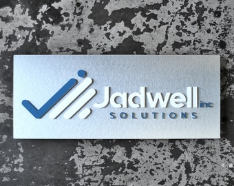 Brushed Metal Custom Logo Sign - Professional Company Signage - Minimalist Design - Any Size & Shape - Modern Office Interior Design