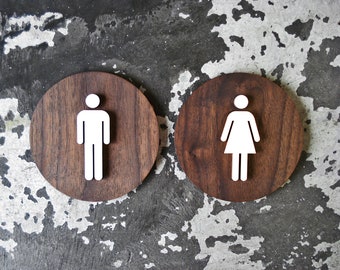 Womens/Mens Office Restroom Sign Set - WC Signage - 6", 9" or 12" Size - Set of 2 Signs - Custom Options Available - Modern Look