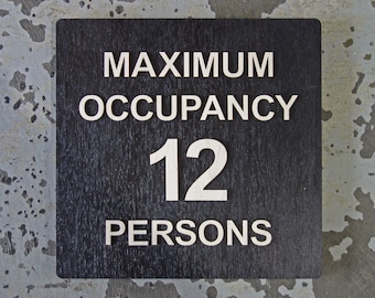 Modern Wood Maximum Occupancy Sign - 7" x 7" Size - ADA Braille Available - Professional Custom Wooden Signage - Various Wood Finish Options