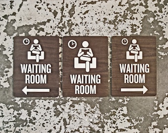 Waiting Room Doctor Office Sign - Directional Arrows -  9" x 12" Size - Patient Area - Modern Reception Signage - Many Wood Options
