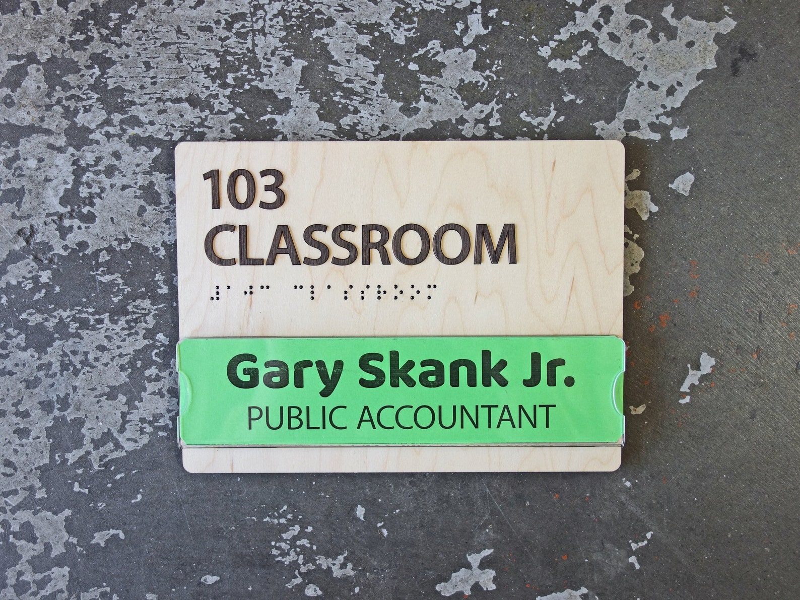 Changeable Insert Wood Room Sign - Custom Classroom With Braille ...