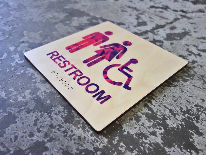 ADA Colorful Restroom Bathroom Sign - Geometric Design - 8