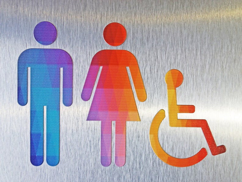 ADA Compliant Restroom Bathroom Sign - Geometric Design - 8