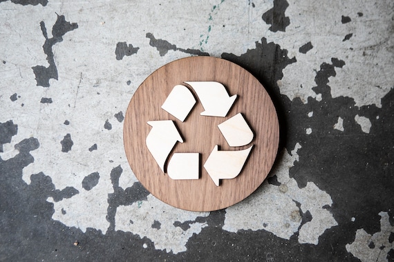 Recycle Bin Office Sign - Various Sizes - Symbol Sign - Reduce Reuse Recycle - Trash Can Disposal Signage - Many Finish Options Available