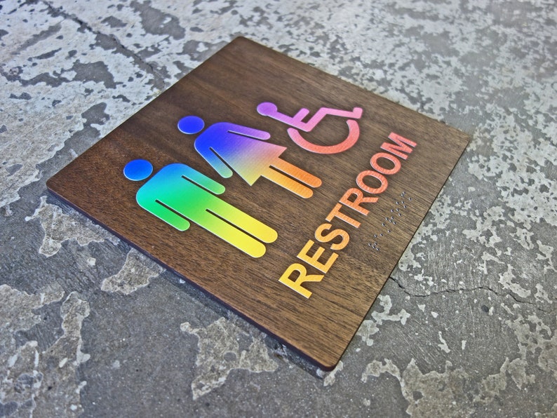 ADA Rainbow Restroom Bathroom Sign - Color Spectrum Design - 8