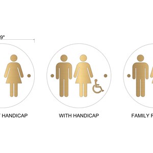 Floating Gold Unisex Restroom Sign - Men Women Handicap Bathroom ...