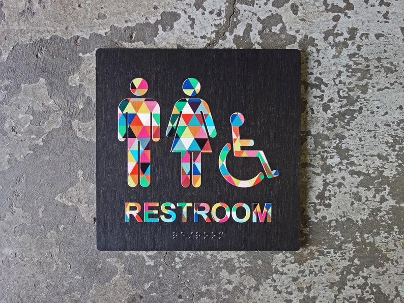ADA Colorful Restroom Bathroom Sign - Rainbow Design - 8