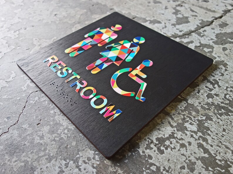 ADA Colorful Restroom Bathroom Sign - Rainbow Design - 8