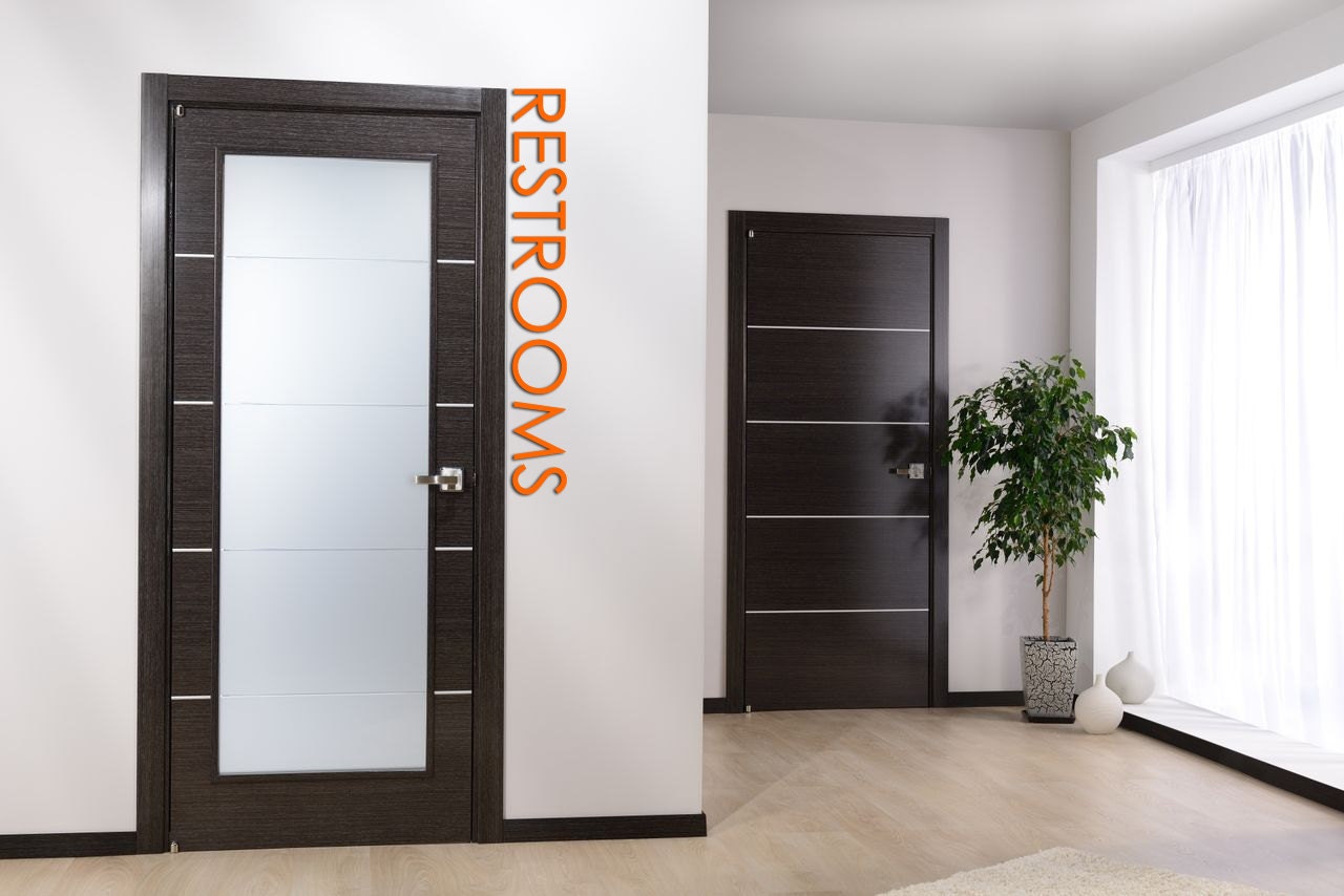 3D Restroom Sign Typography Letters - 6" x 48" - Modern Office Home Lettering - LARGE Text - Unlimited Finishes - Peel & Stick