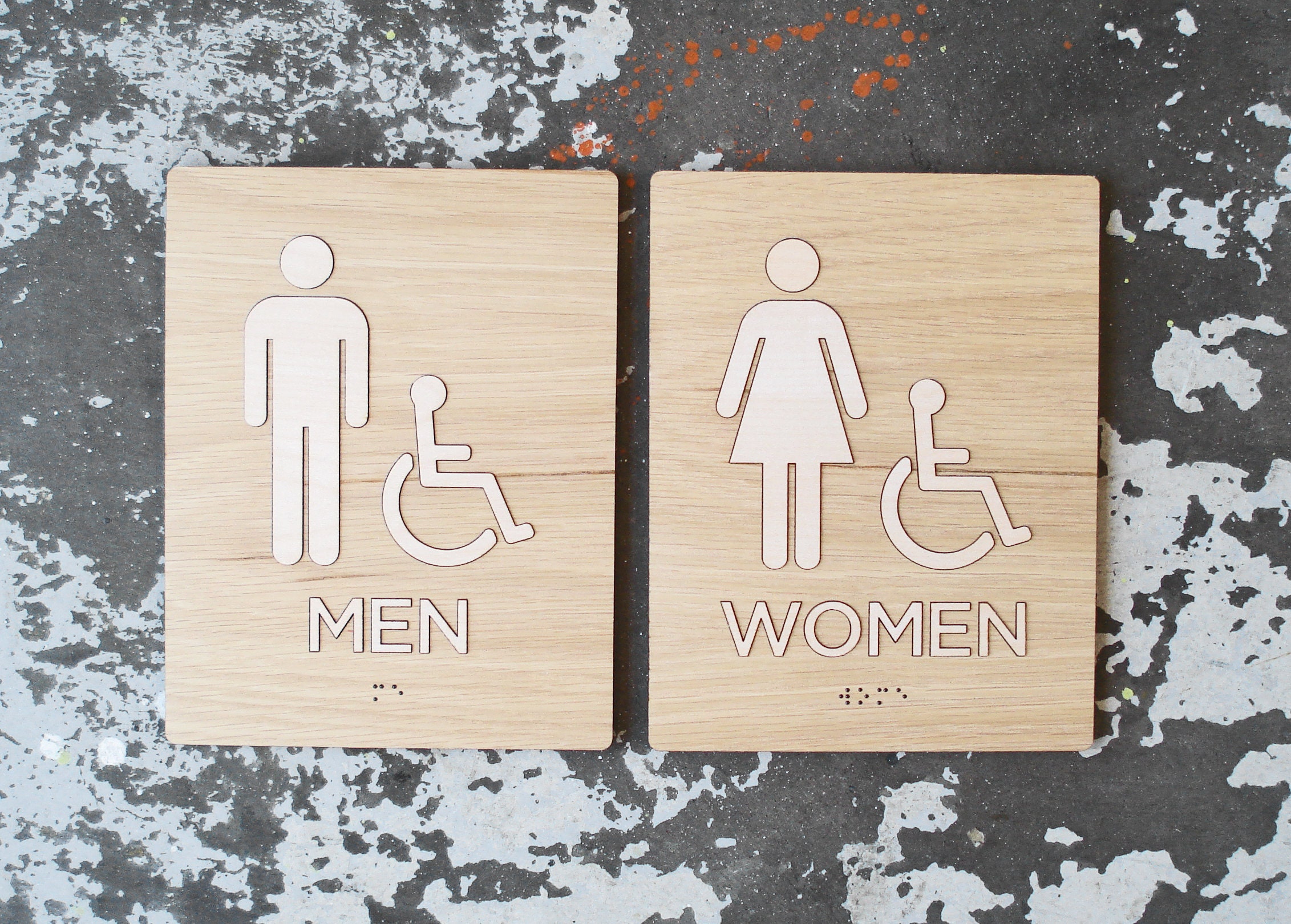 ADA Braille Restroom Sign Set Men Women Handicap Bathroom Etsy UK