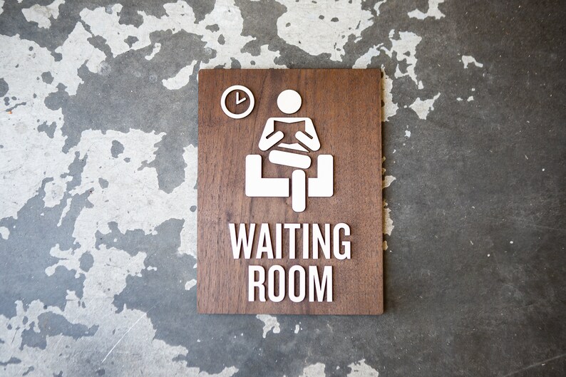 Waiting Room Office Sign With Or Without Arrow 9 X 12 Size Patient Area Modern Reception Signage Business Way Finding Decor