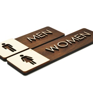 Men & Women Bathroom Wood Sign Set - 3