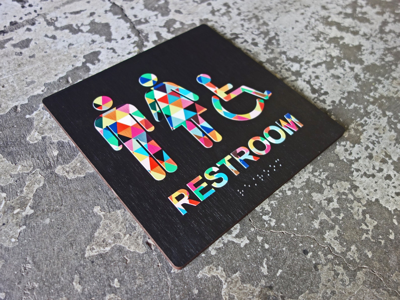 ADA Colorful Restroom Bathroom Sign - Rainbow Design - 8