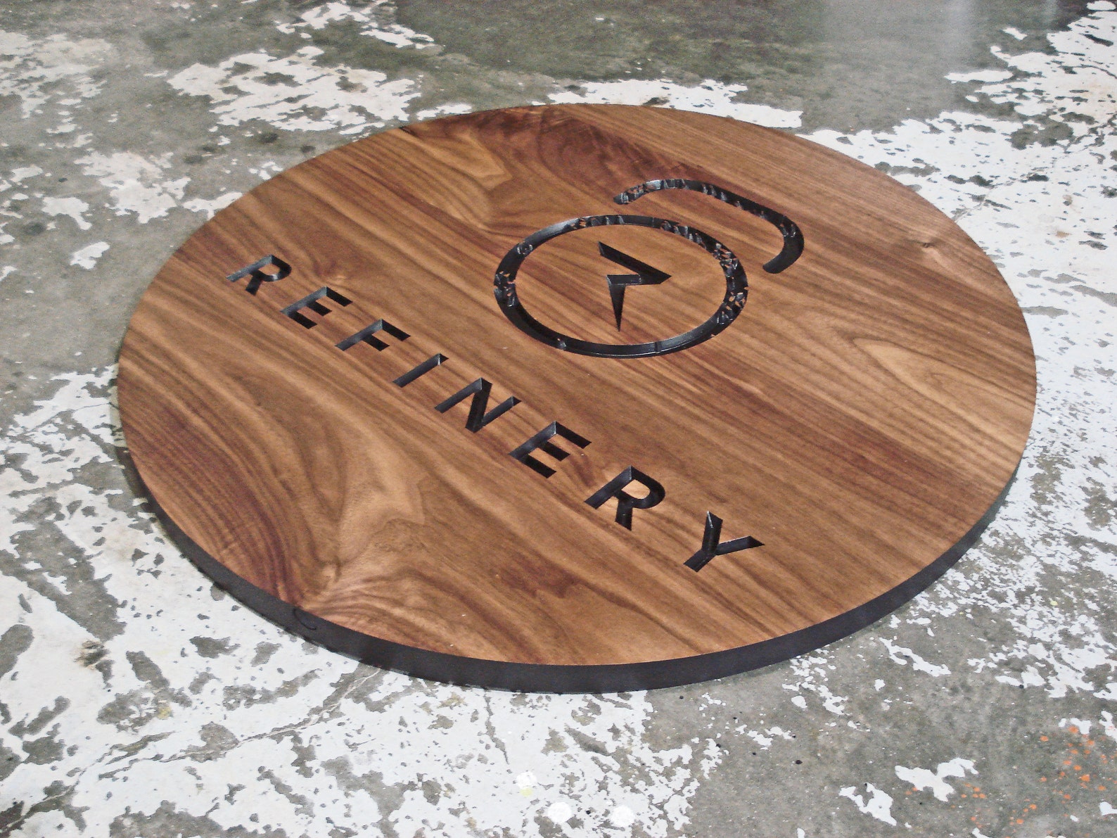 Solid Walnut Company Logo Sign 24 Dia. 3D Carved Etsy