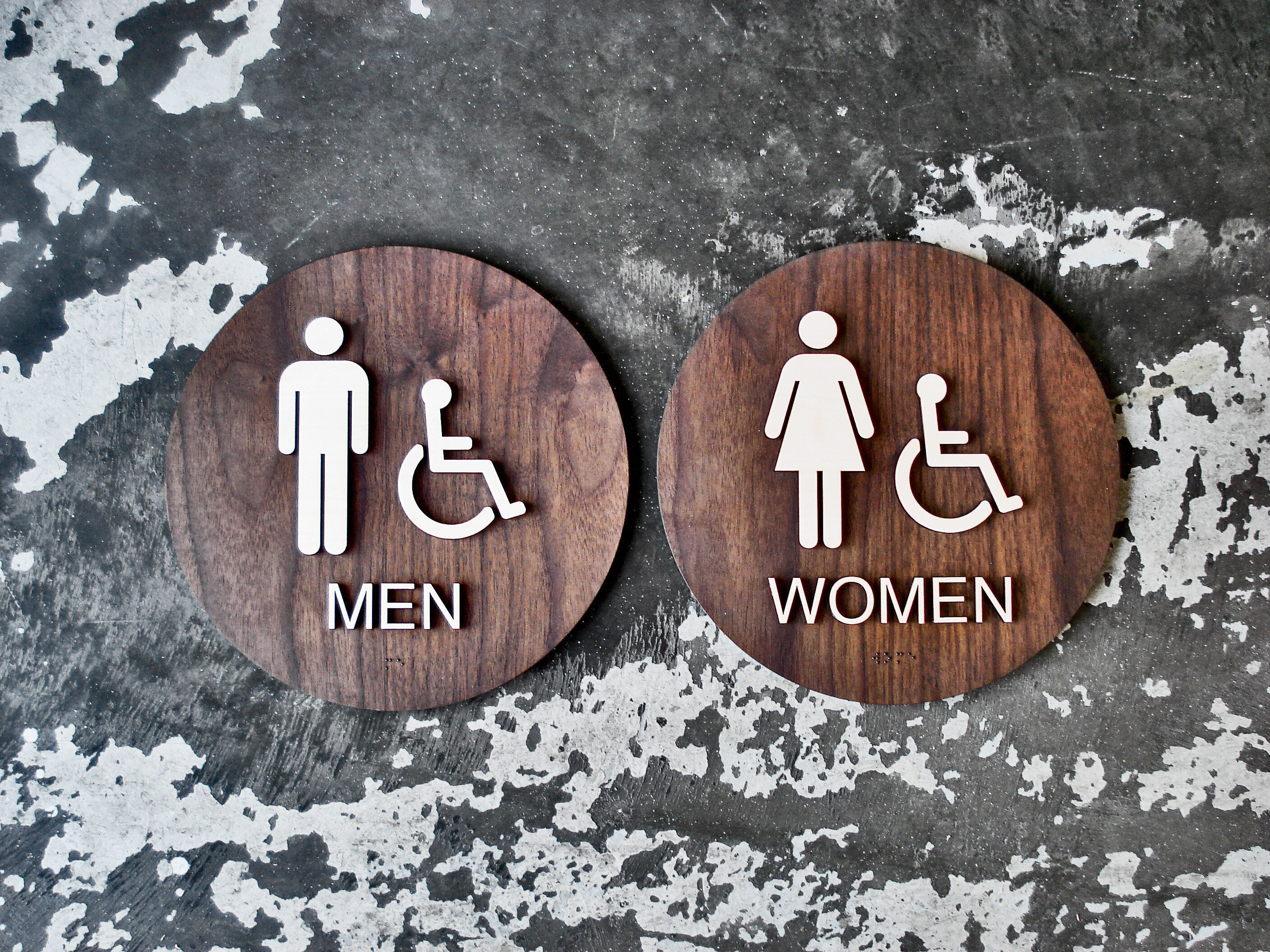 Funny Braille Men and Women - ADA Compliant Restroom Sign - 6 x 6 - Custom Signs