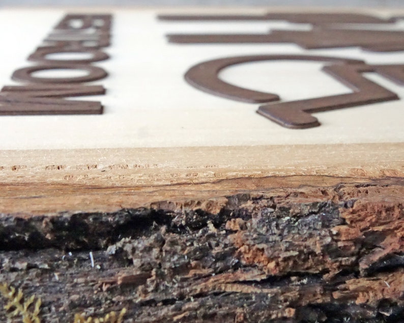 ADA Live Edge Wood Restroom Sign - Solid Timber Wooden Signage - 8