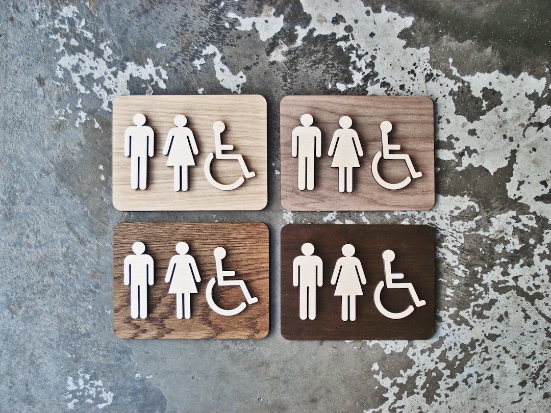 Modern Unisex Restroom Bathroom Sign - WC Signage - 6