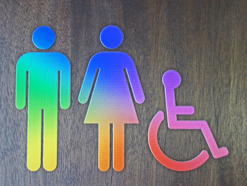ADA Rainbow Restroom Bathroom Sign - Color Spectrum Design - 8"x8" Size ...