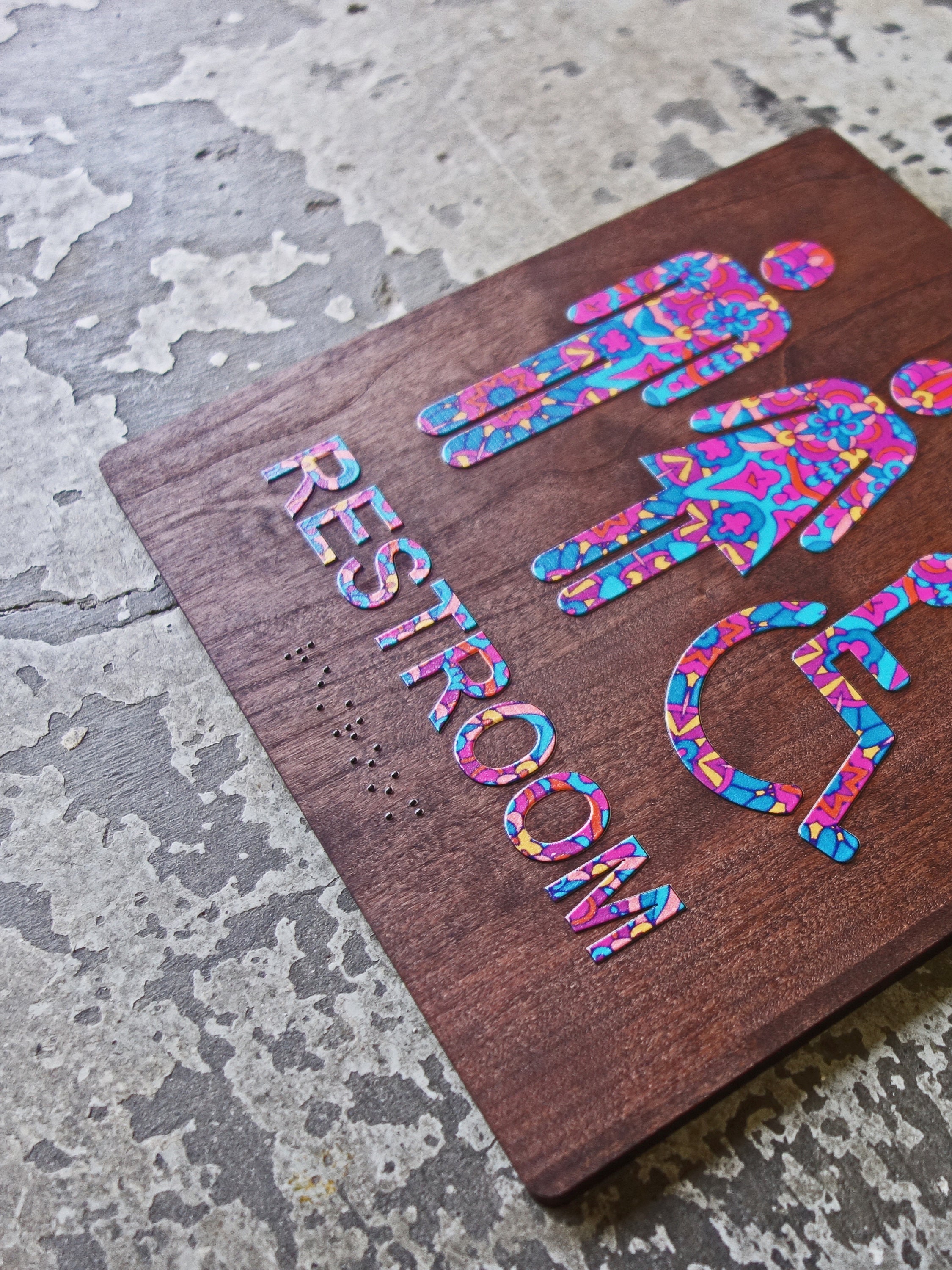 ADA Handicap Restroom Bathroom Sign - Floral Design - 8