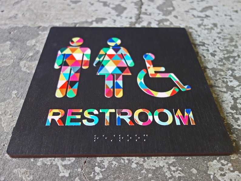 ADA Colorful Restroom Bathroom Sign - Rainbow Design - 8