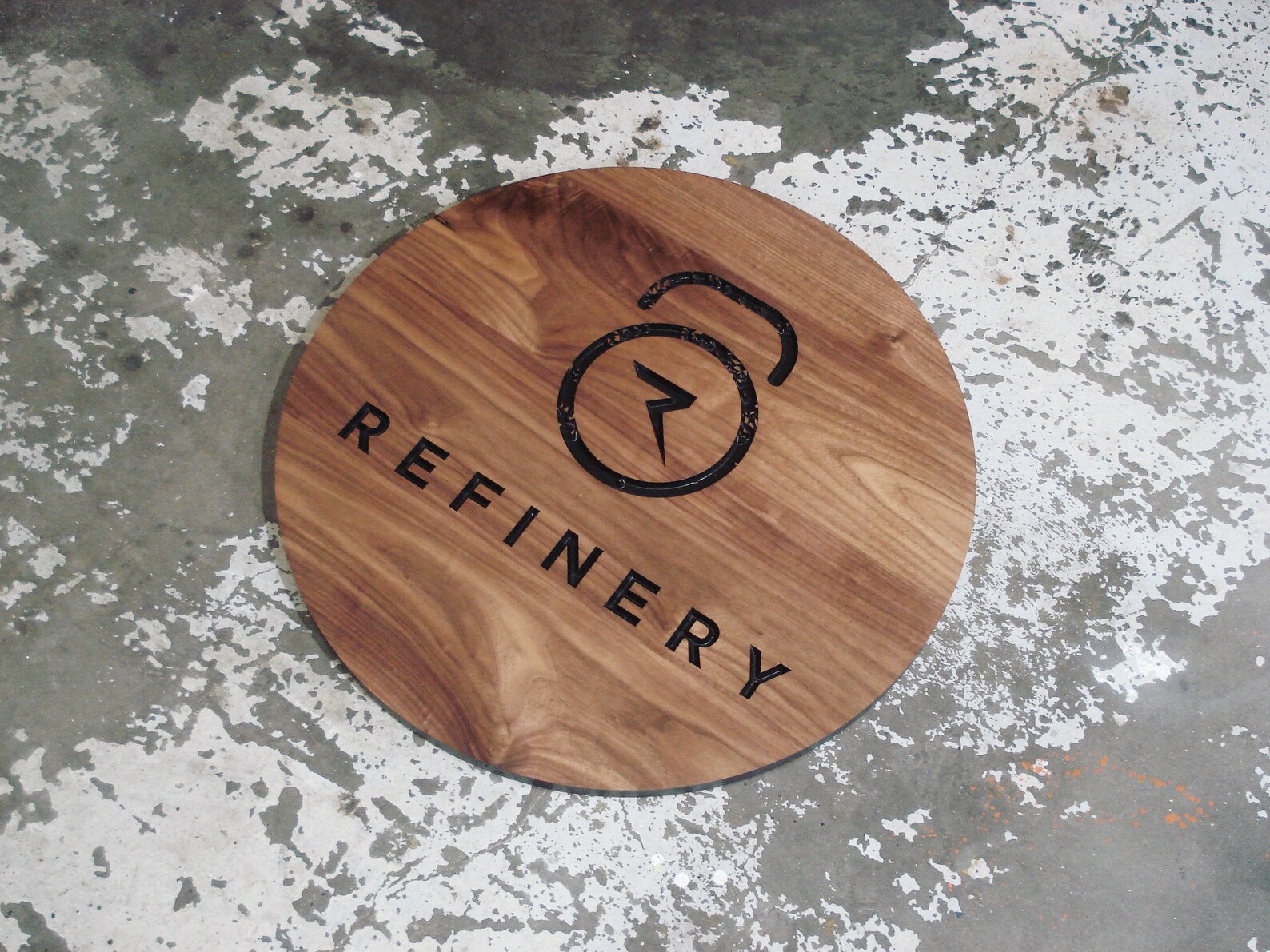 Solid Walnut Company Logo Sign 24 Dia. 3D Carved Etsy