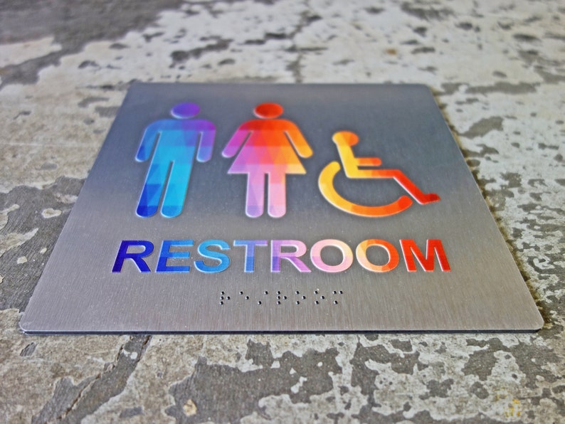 ADA Compliant Restroom Bathroom Sign - Geometric Design - 8