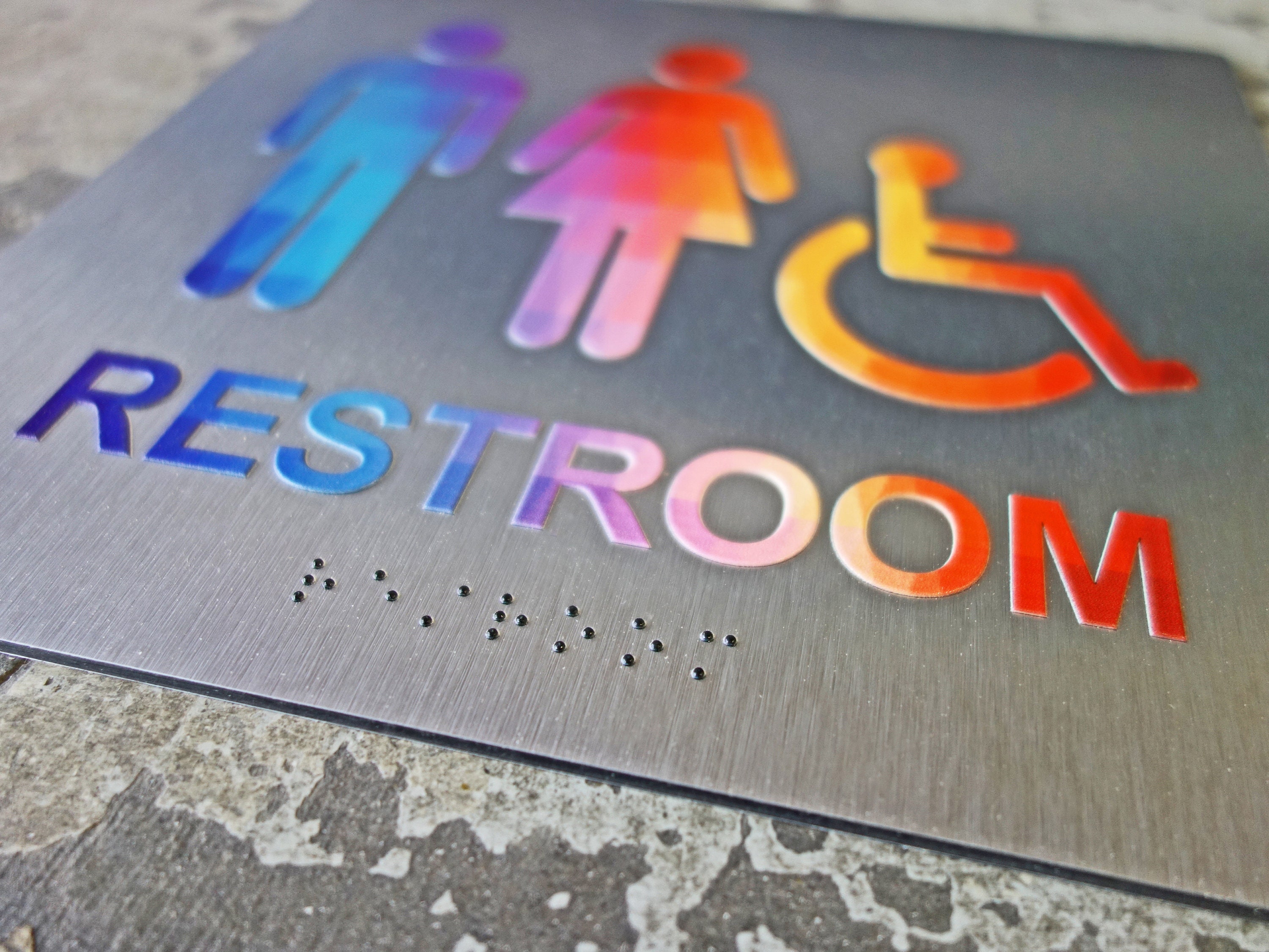 ADA Compliant Restroom Bathroom Sign - Geometric Design - 8