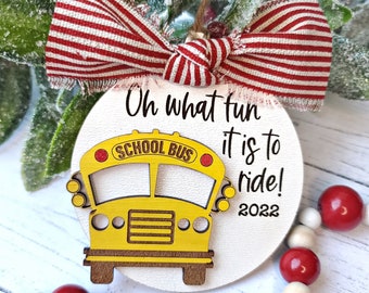 Bus Driver Christmas Ornament | Personalized School Bus Ornament | Oh What Fun It Is to Ride Ornament | Wood Laser Cut Personalized Ornament