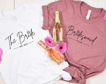 Personalized Wedding Party Shirts | Bride & Bridesmaid Bachelorette TShirts | Matching Bachelorette Tees | Matching Wedding Party Shirts