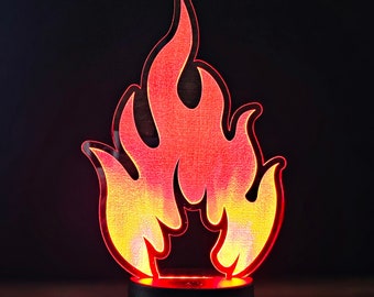 Firefighter Flames Nightlight | Fire Flame Night Light | Firefighter Room Light | Custom LED Night Light | Boys Room Personalized Nightlight