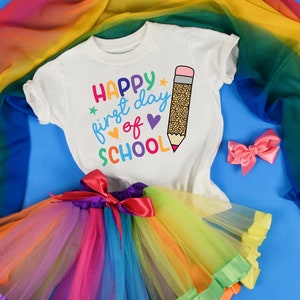 Happy First Day of School Shirt for Girls | Leopard Print Pencil 1st Day of School Shirt for Girl | Back to School Shirt