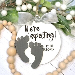We&#39;re Expecting Pregnancy Christmas Ornament | Baby Feet Christmas Ornament | We&#39;re Pregnant Ornament | Coming Soon Baby Announcement