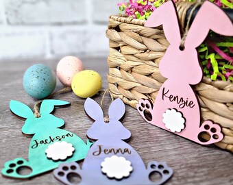 Custom Easter Basket Tag | Personalized Easter Bunny Name Tags | Cute Floppy Ear Rabbit Name Tag | Easter Place Card | Spring Decor