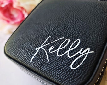 Personalized Engraved Name Travel Jewelry Boxes | Bridesmaid Gifts | Custom Travel Jewelry Case | Wedding Gifts | Bridal Party Gifts