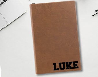 Laser Engraved Name on Vegan Leather Journal | Personalized Faux Leather Notebook | Custom Name Leatherette Journal | Personalized Gift