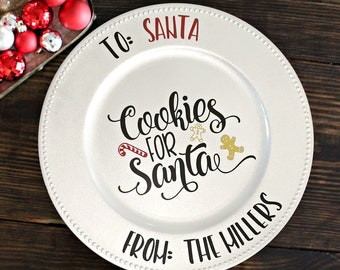 Santa Cookie Plate - Cookies for Santa Plate - Custom Santa Plate - Personalized Santa Cookie Plate - Christmas Plate - Holiday Cookie Plate
