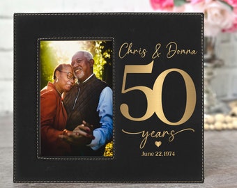 50th Anniversary Picture Frame | Personalized 50th Wedding Anniversary Gift for Parents | Golden Anniversary Present | Laser Engraved Gifts