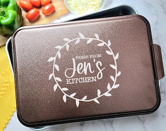 Engraved Cake Pan with Lid | Personalized Cake Pan | Casserole Dish | Baking Dish | Custom Pan | Travel Container |Kitchen Gift |Baker Gift