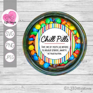 Chill Pillen Ronde Etiketten | Commercieel gebruik Svg, Png, Pdf, Jpeg