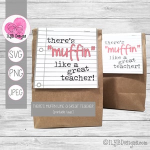 Muffin Like a Great Teacher | Teacher Appreciation Printable Gift Tag | Instant Download Teacher Tag | Commercial Use Svg, Png, Pdf, Jpeg