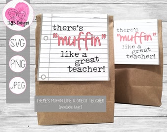 Muffin Like a Great Teacher | Teacher Appreciation Printable Gift Tag | Instant Download Teacher Tag | Commercial Use Svg, Png, Pdf, Jpeg