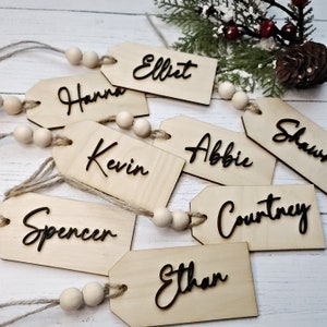 Personalized Christmas Stocking Tag | Wood Stocking Name Tags | Farmhouse Tags for Christmas Stocking | Laser Cut Name Tags | Gift Tags