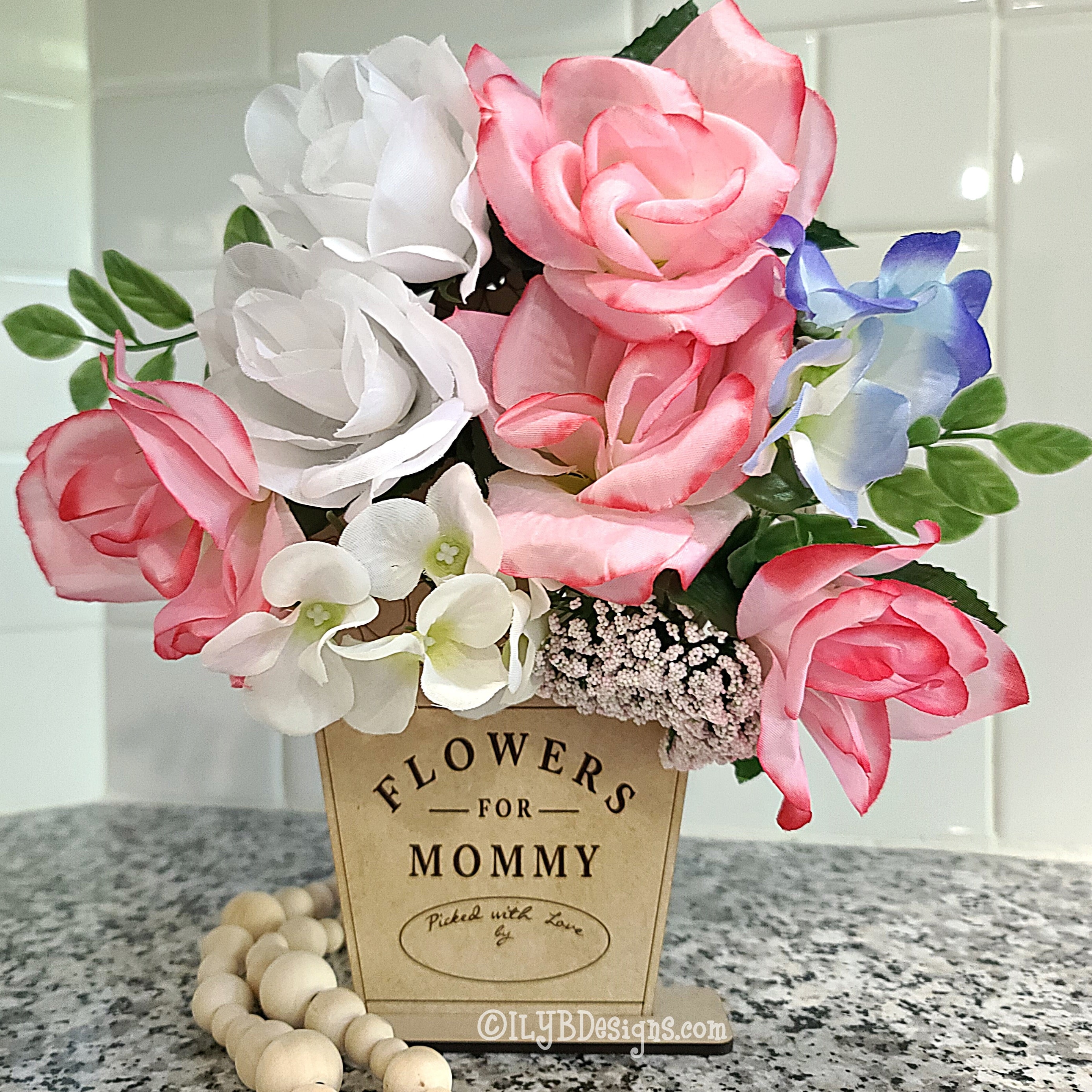 Flowers for Mommy Flower Holder  Flowers for Mommy Wooden Cutout Flow –  KTBug Creations