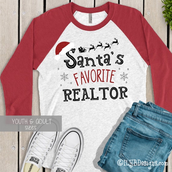 Santa's Favorite Christmas Shirt - Christmas Santa Shirt - Favorite Realtor Shirt - Favorite Teacher Shirt - Christmas Baseball Raglan Shirt Il_570xn