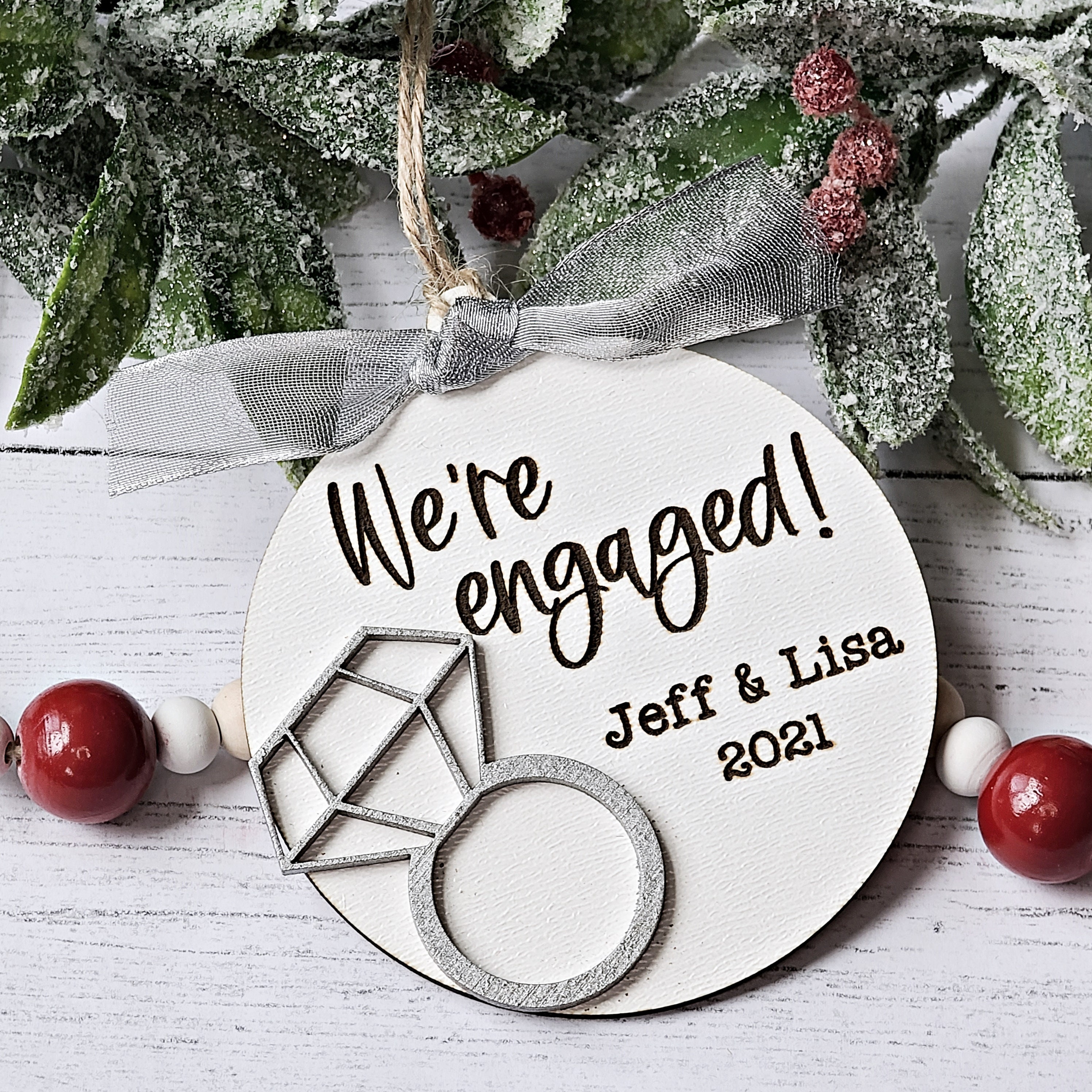 We're Engaged Ornament Svg Laser Cut File | Engagement Christmas ...
