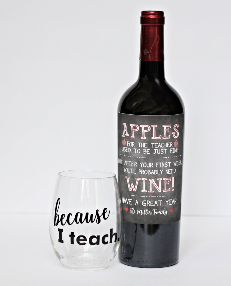 Teacher Wine Glass Because I Teach Wine Glass Teacher Gift Etsy