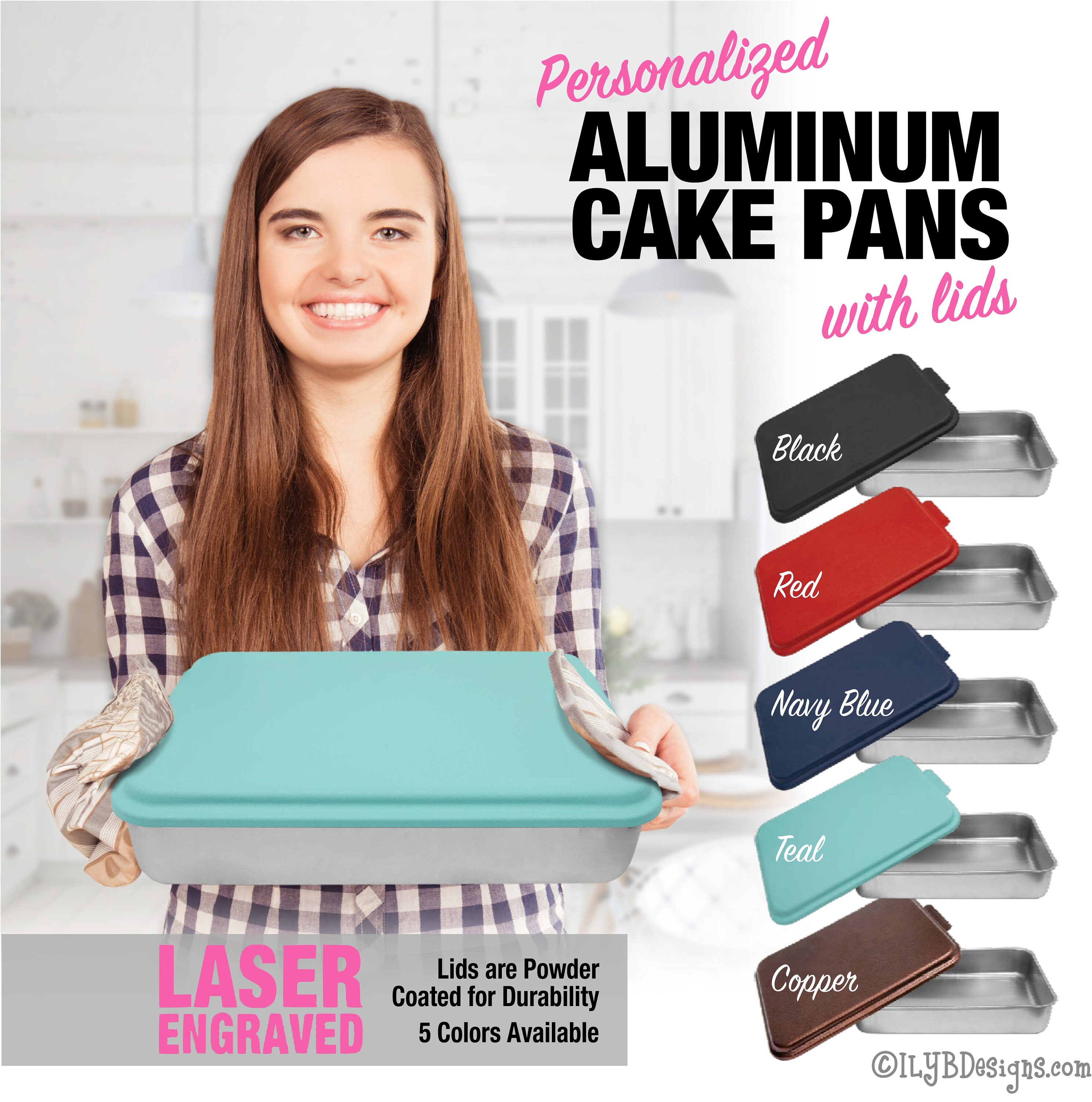 9 X 13 Aluminum Cake Pan With Custom Lid, Birthday Gift, Christmas