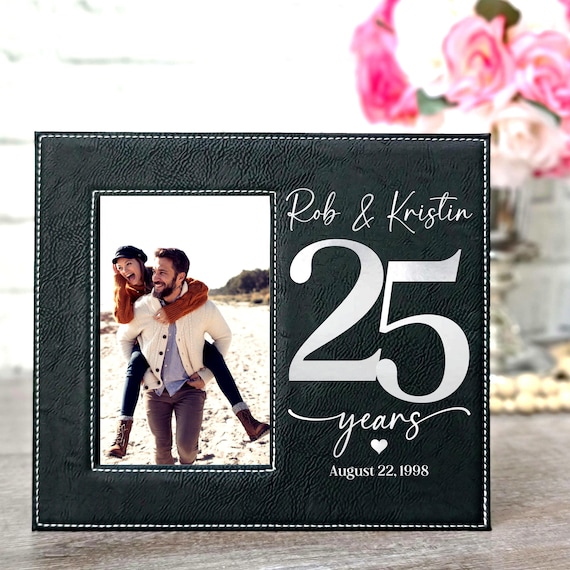 Silver 25th Anniversary Borders 25th Wedding Anniversary Photo Frame