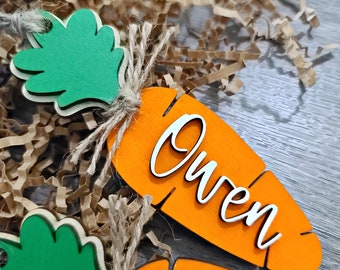 Personalized Easter Basket Name Tag | Custom Carrot Tag for Easter Baskets | Spring Easter Decor | Custom Wood Tags | Personalized Gifts
