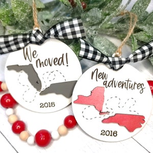 Personalized State Silhouette Christmas Ornament: New Home Keepsake | Laser Cut and Engraved